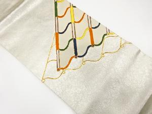 瓦模様　刺繍　名古屋帯